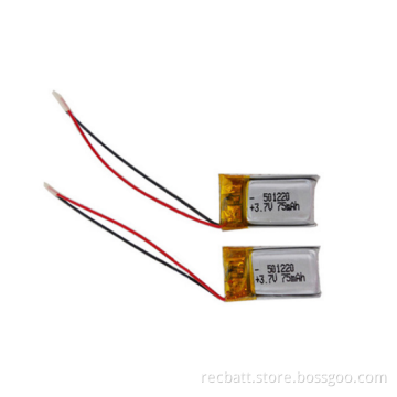 Custom Mini Rechargeable Battery Pack 75mah Lithium Polymer Batteries